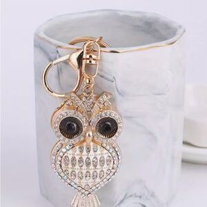 🦉 Elegant Sparkling Multi Crystal Gold and Silver Owl Keychain 🦉